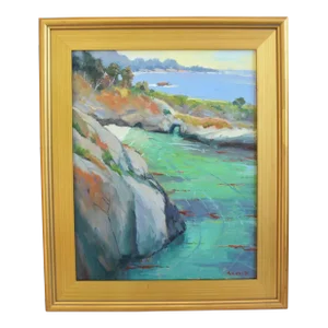 Silvio Silvestri, Listed Artist Seascape Landscape Oil Painting Including the Antiqued Gold Wood Frame