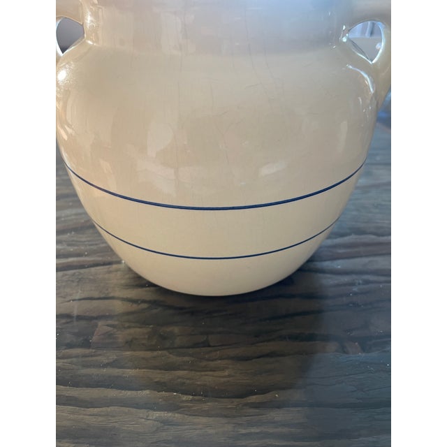 French Antique Glazed Ceramic Pot With Handles and Cover For Sale In Miami - Image 6 of 8