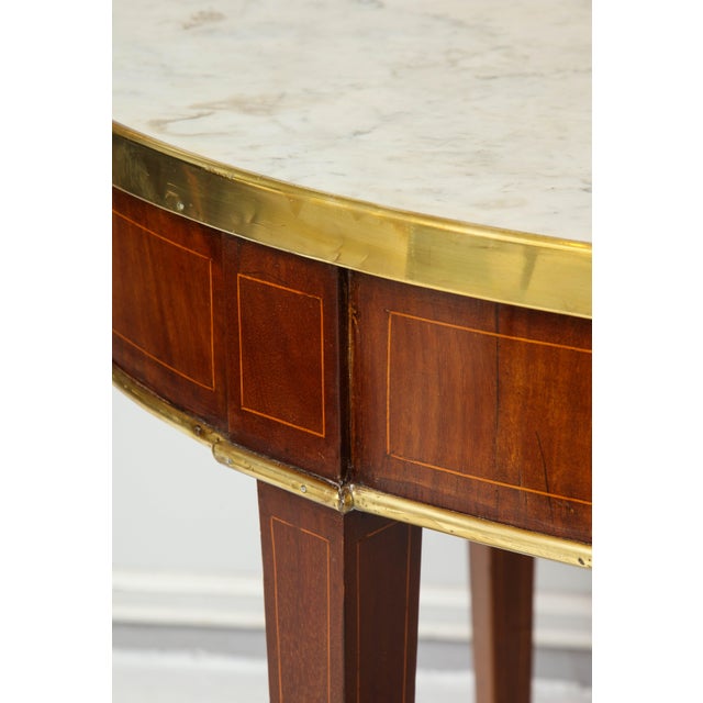 Late 19th Century Antique French Mahogany Oval Marble-Top Bouillote Table on Tapered Legs For Sale - Image 5 of 12