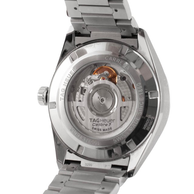 Early 21st Century Tag Heuer Carrera Calibre 7 41mm Wbn201a Twin Time Steel Automatic Watch For Sale - Image 5 of 10