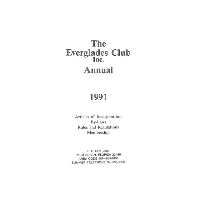 [59] pp. 1991 7 3/4" x 5" *slight age toning to spine* The Everglades Club is a social club in Palm Beach, Florida. When...