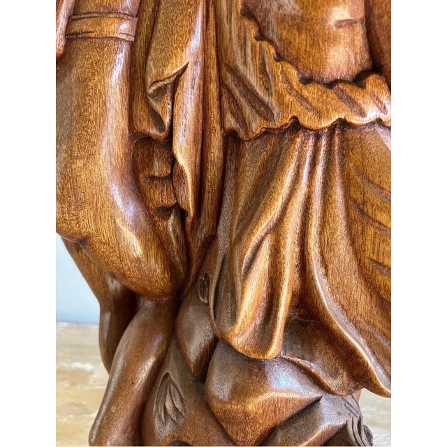 Brown French Walnut Carved Figuritive Sculpture of Boy & Girl For Sale - Image 8 of 9