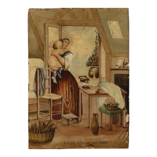 Paul Delhommeau - Mon dieu, gardez-moi mon enfant - Watercolor - 1868 For Sale