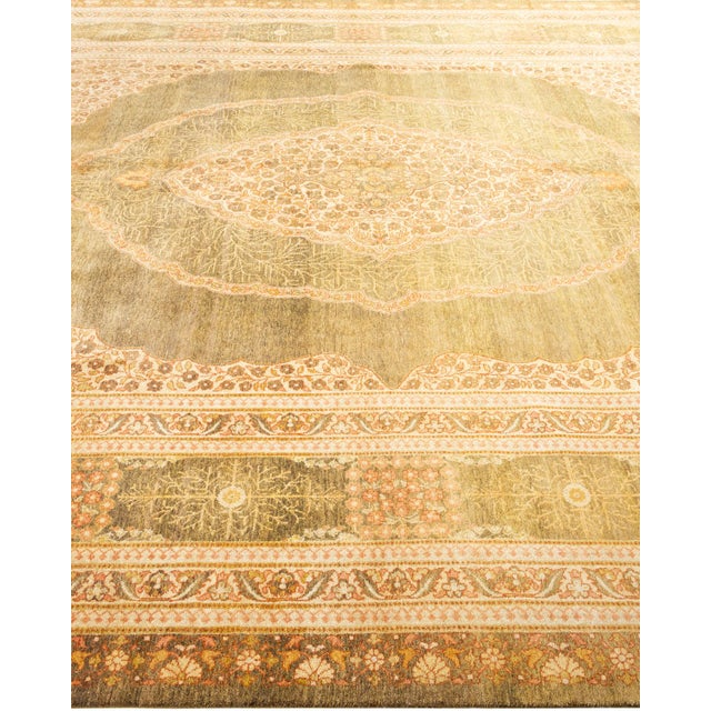 Solo Rugs Mogul, One-of-a-Kind Hand-Knotted Area Rug - Green, 8' 2" x 10' 3" For Sale - Image 4 of 8