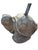 A figural concrete tortoise outdoor umbrella base or stand, designed to secure a patio umbrella with its weight, and...