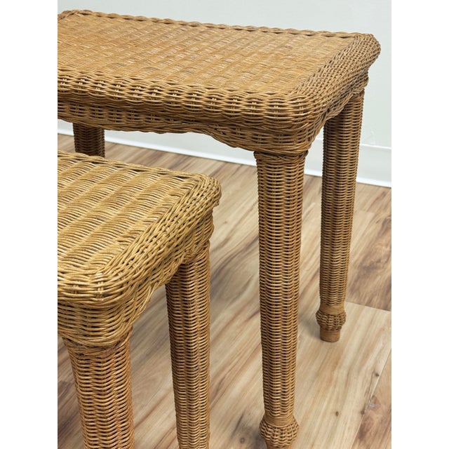 Vintage Woven Wicker Nesting Tables, a Pair For Sale - Image 10 of 10