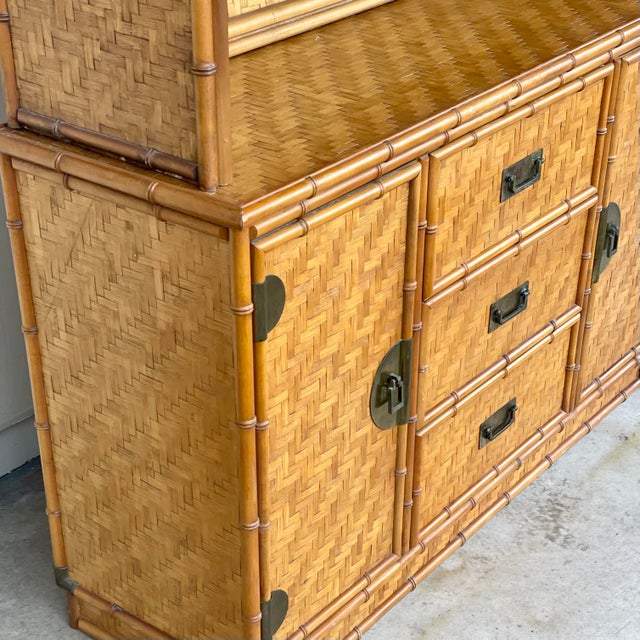 Coastal Rattan China Hutch by Dixie For Sale - Image 9 of 12