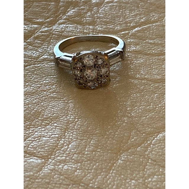 1920s Vintage Estate Platinum Diamond Cluster Ring 4.5 For Sale - Image 5 of 12