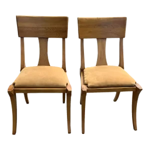 Oak Klismos Style Chairs - a Pair