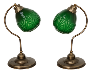 Modern Table Lamps in Brass and Glass, 1980s, Set of 2