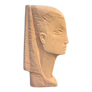 Terra Cotta Egyptian Princess Bust Sculpture For Sale