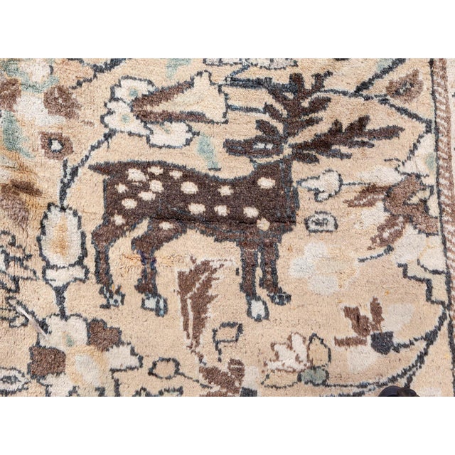 Persian Authentic Persian Meshad Animal, Botanic Design Handmade Wool Rug For Sale - Image 3 of 8