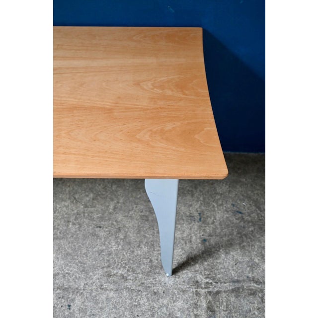 Extendable Table with Bent Steel and Light Wood Legs, 1990s For Sale - Image 9 of 18