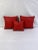 Mid-Century Modern Early 21st Century Red Genuine Leather Pillows- Set of 3 For Sale - Image 3 of 3