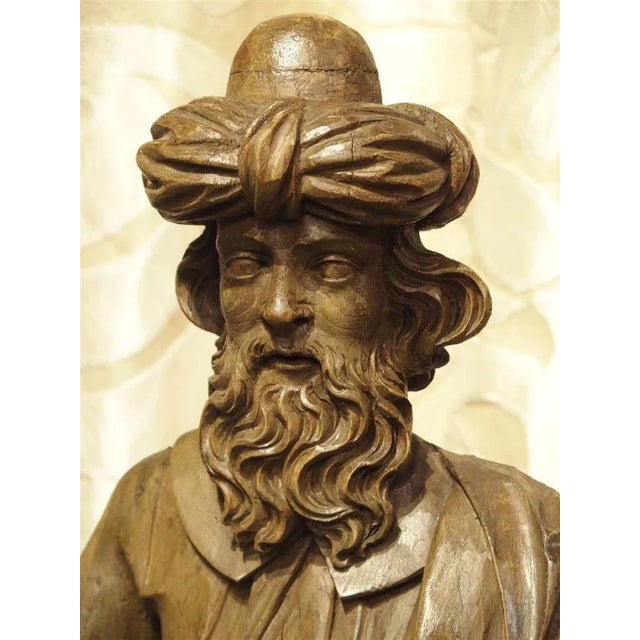 18th Century Carved Wooden Statue From France For Sale In Dallas - Image 6 of 13