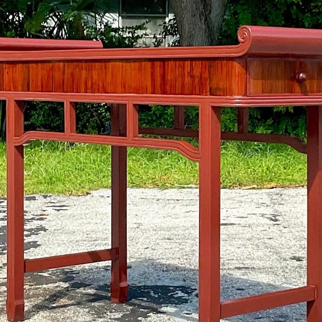 Late 20th Century Vintage Reclaimed Wood Tall Pagoda Console Table For Sale - Image 10 of 13