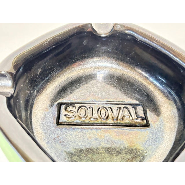 Ceramic Large French Mid-Century Advertising Ceramic Ashtray Green and Black 1950s For Sale - Image 7 of 13