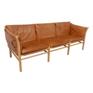 Three-Seater Ilona Safari Sofa in Leather by Arne Norell, Sweden, 1970s For Sale