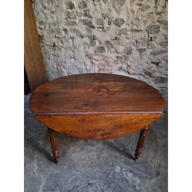 Antique French Round Oak Drop-Leaf Dining Table, 1870s For Sale - Image 18 of 18