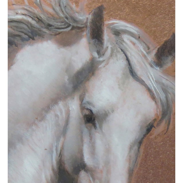 Figurative A Willing Spirit #7 by Barbara Fox | Oil on Copper Painting of a white horse head For Sale - Image 3 of 5