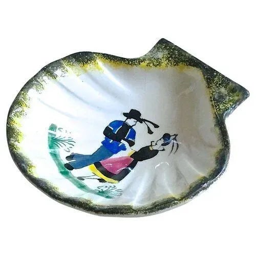 French Country Antique Henriot Quimper Shell Dish For Sale - Image 3 of 6