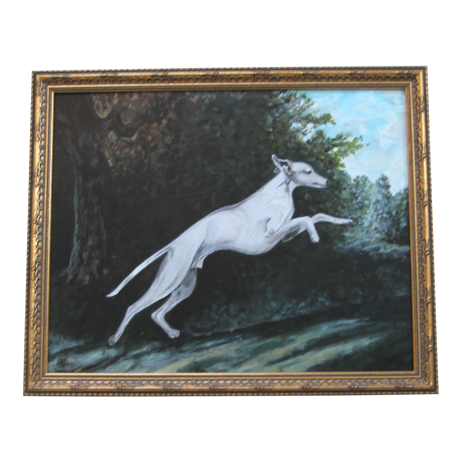 Greyhound Dog Impressionist Landscape Original Painting by Cleo Plowden