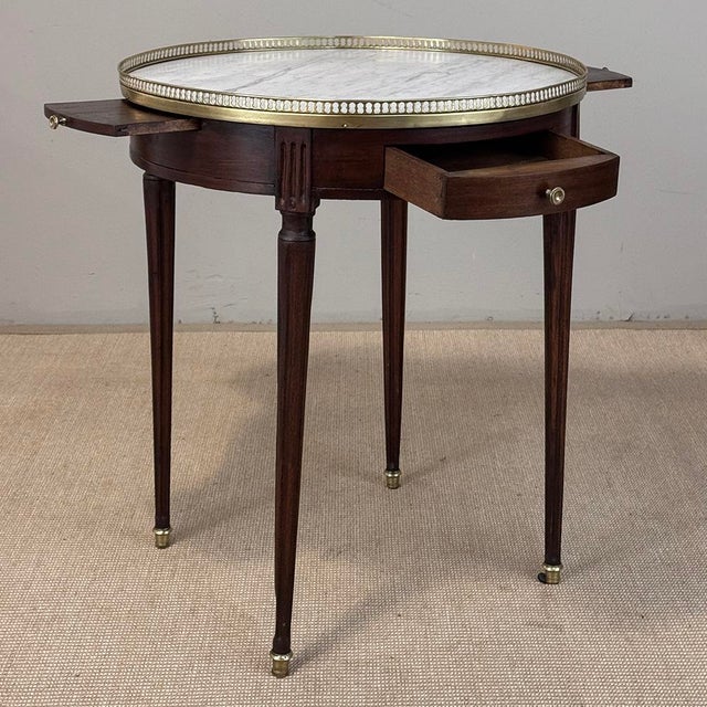 Antique French Louis XVI Mahogany Marble Top Bouillotte Table For Sale - Image 15 of 18