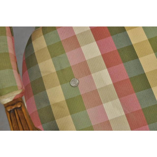 Pink Vintage French Country Louis XV Style Plaid Arm Chair by Simon Loscertales Bona For Sale - Image 8 of 12