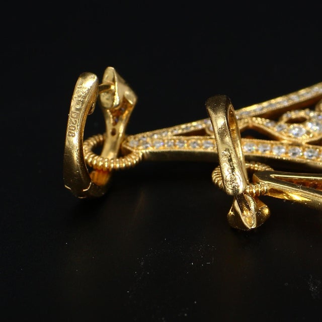 Chad Allison Spiral 18k Yellow Gold Earrings With Diamonds, A Pair For Sale - Image 4 of 4