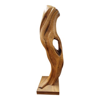 Mid Century Modern Tall Free Form Organic Wood Sculpture For Sale