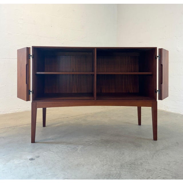 1960s Danish Teak Media Cabinet with Bi-Fold Doors For Sale In Boston - Image 6 of 9