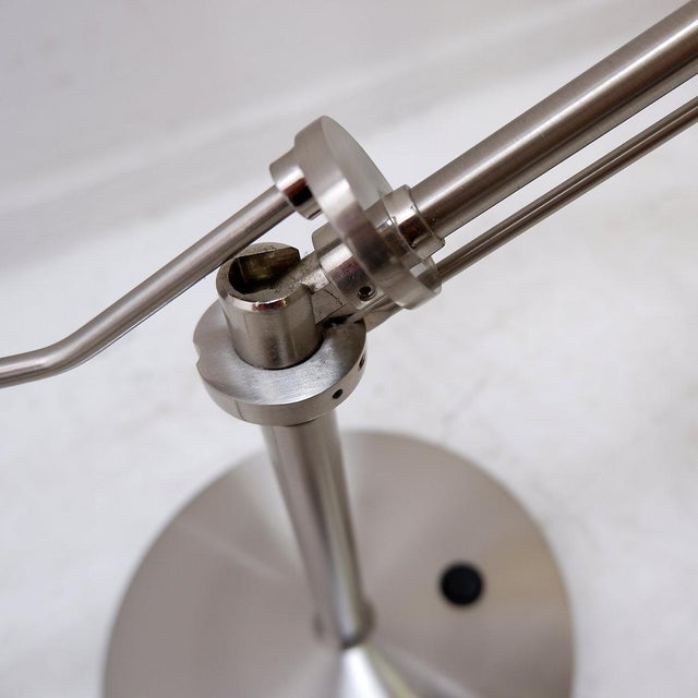 Modern Brushed Steel Table Lamps with Adjustable Rake, Set of 2 For Sale - Image 3 of 16