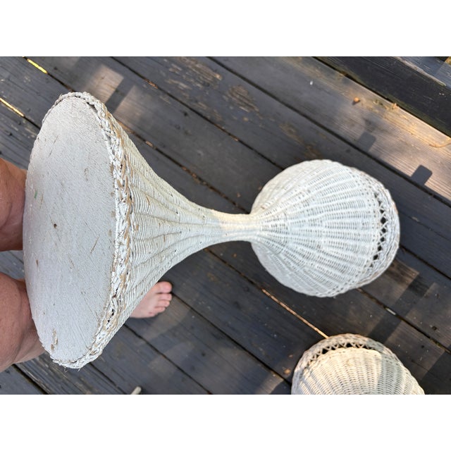 Vintage Pair of Grandma's Wicker Plants Stands Shabby Chic Home Decor For Sale - Image 9 of 11