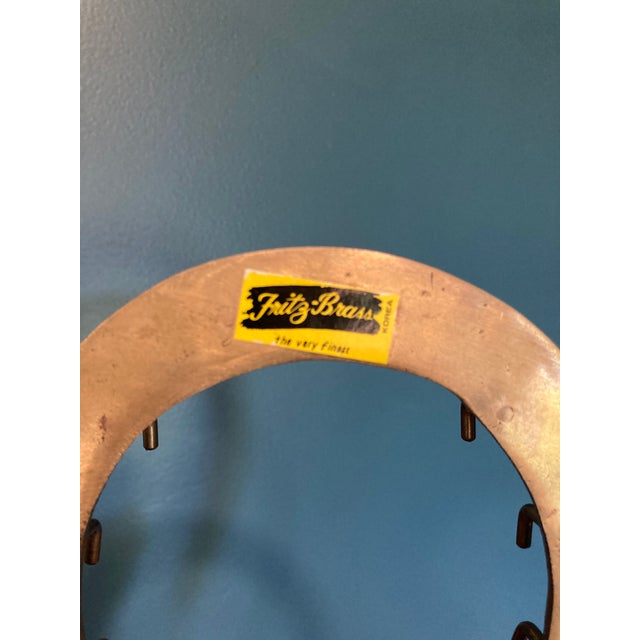 Metal Mid 20th Century Vintage Brass Horseshoe Wall Hook With Chain For Sale - Image 7 of 8