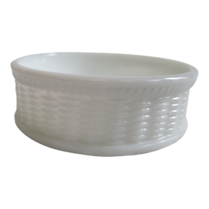 1950s Small Woven Milk Glass Bowl or Soap Dish
