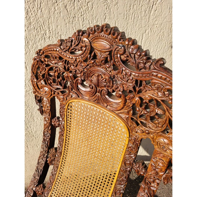 Indian Folding Armchair in Carved Wood For Sale - Image 17 of 18