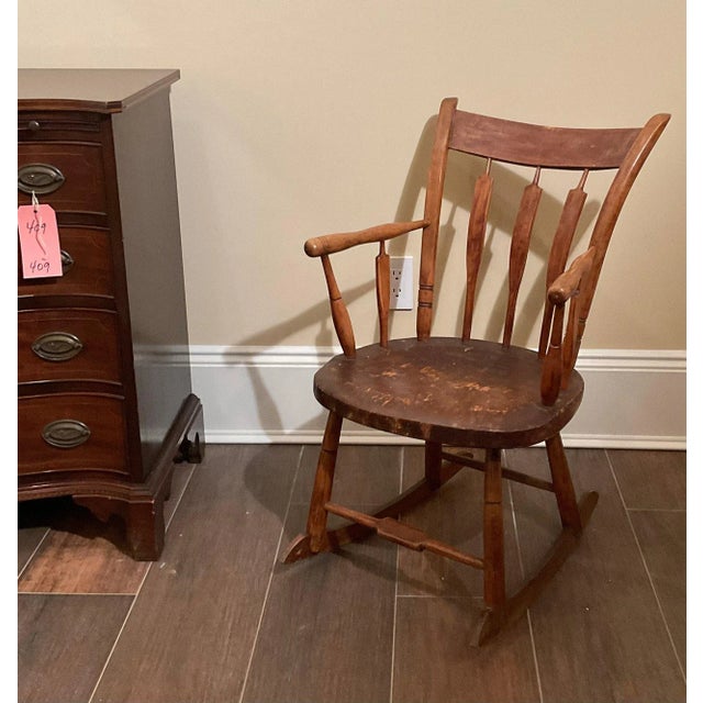 19th Century Antique Windsor Arrow Back Child’s Rocking Chair For Sale - Image 5 of 5