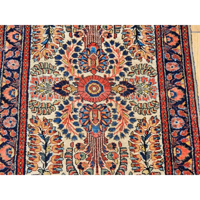 Vintage Persian Sarouk Accent Rug, Hand-Knotted Wool, Allover Floral Pattern, 2x4, Ivory & Navy For Sale - Image 9 of 13