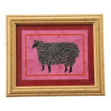 Black Sheep Americana Folk Art Minimalism Mauve Burgundy Original Oil Painting Cleo Plowden For Sale