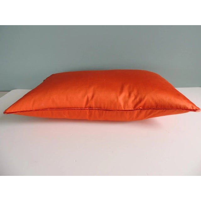 Vintage Solid Orange Satin Lumbar Decorative Pillow (S) For Sale - Image 4 of 6