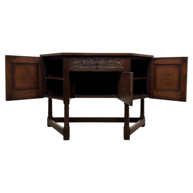 Early 20th Century English Carved Oak Writing Desk For Sale - Image 3 of 13