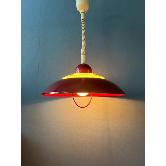 Scandinavian Space Age Red Pendant Lamp by Knud Christensen For Sale - Image 5 of 13