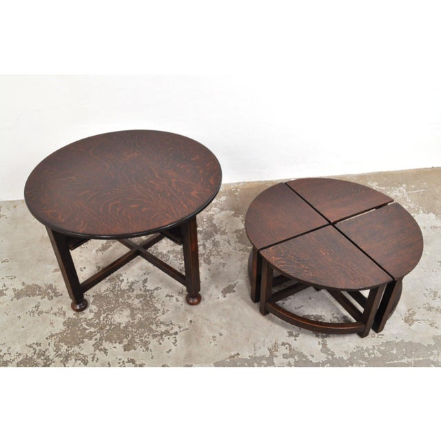 Vintage Oak Coffee Table, 1920s, Set of 5 For Sale - Image 3 of 16