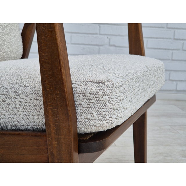 Danish Armchair in White Furniture Fabric & Beech, 1960s For Sale - Image 14 of 18