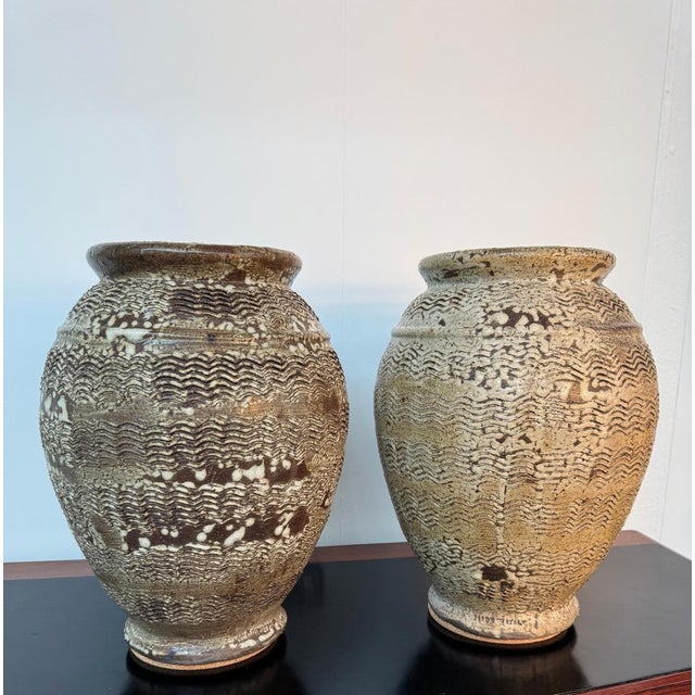 Rustic Large Italian Rustic Stoneware Jars, 1960s, Set of 2 For Sale - Image 3 of 9