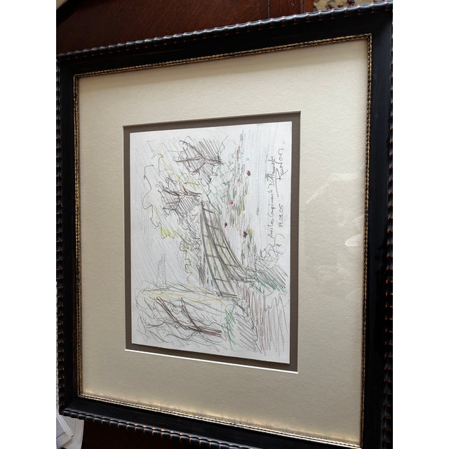 2000 - 2009 Alexandre Renoir -Great, Great Grandson of Auguste Pierre Renoir Signed Landscape Sketch, Footbridge and Garden For Sale - Image 5 of 6