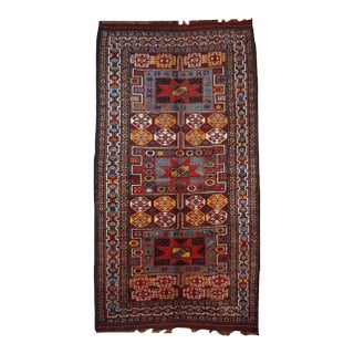 1880s Handmade Antique Persian Kurdish Rug 4' X 8' For Sale