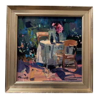 2022 Oil “Table for Two” Jose Trujillo Post-Impressionist, Framed in Plein Air For Sale