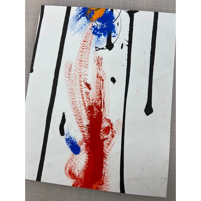 Original abstract painting on paper, created in France around 1997. Very good condition. There are several crease...