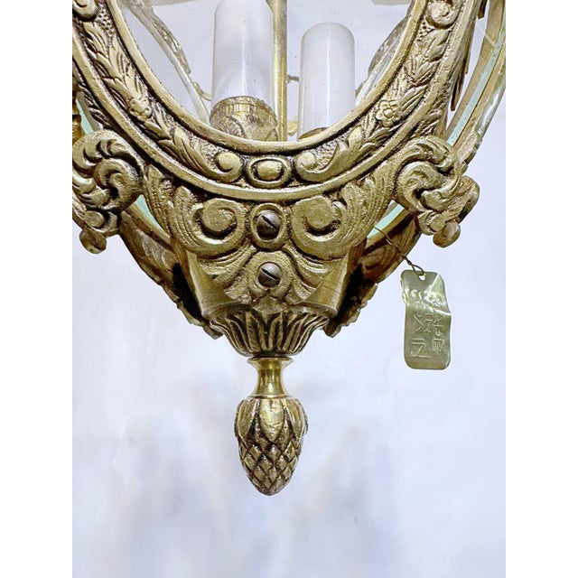 Vintage Bronze Lantern With Etched Glass Panels For Sale - Image 17 of 17